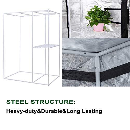 TopoGrow 2-in-1 Indoor Grow Tent 48"x36"x72" 600D High-Reflective W/2-Tiered for Lodge Propagation and Flower Plant Growing