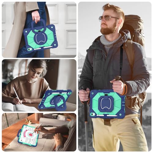 Image of WESOROL Case for iPad (A16) 11th 2025 (11-inch) /iPad 10th Generation 2022(10.9 inch),Military Grade Shockproof Cover for i Pad 11 /10 Gen with Rotating Stand Screen Protector Pencil Holder,Navy Mint