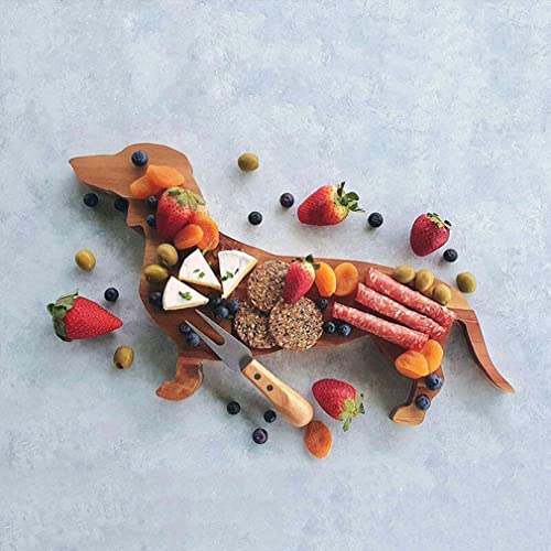 Hölzerner Dackel Teller, Wooden Dachshund Dog Dinner Plate, Lustiger Speiseteller, Holzbrett Servierbrett, Schneidebrett, Dackel Hund Schneidebrett Personalisiert, Süßer Weihnachtsteller