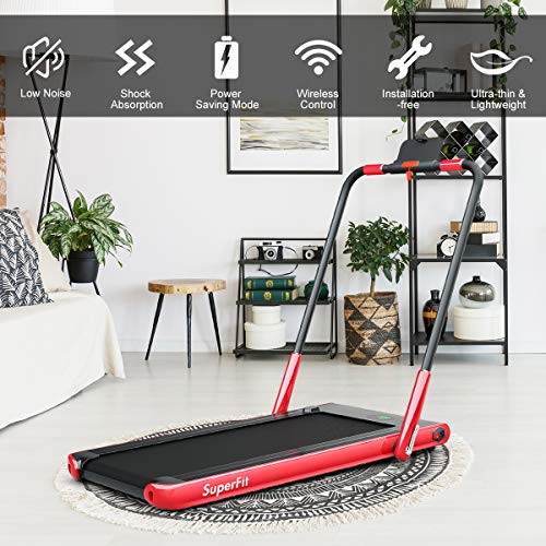 Image of GYMAX Walking Pad, 2 in 1 Free Installation Under Desk Treadmill with Smart App, Remote Control & LED Display, 2.25HP Foldable Portable Compact Running Machine for Small Spaces Home Office