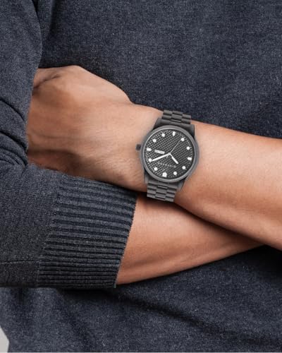 Image of Giordano Analog Watch for Men with Two-Tone Stainless Steel Strap & Textured Dial, Day-Date Display, Elegant Casual Style