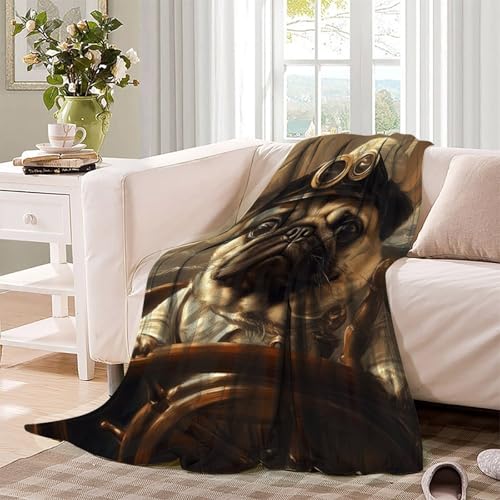 Couverture de voyage microfibre moelleuse et chaude, dessus de lit imprimé carlin - 4