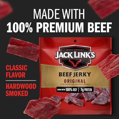 Jack Link's Beef Jerky, Original, Multipack Bags – Flavorful Meat Snacks for Lunches, Ready to Eat, Individual Packs - 7g of Protein, Made with 100% Beef – 0.625 oz (Pack of 20) - Image 4