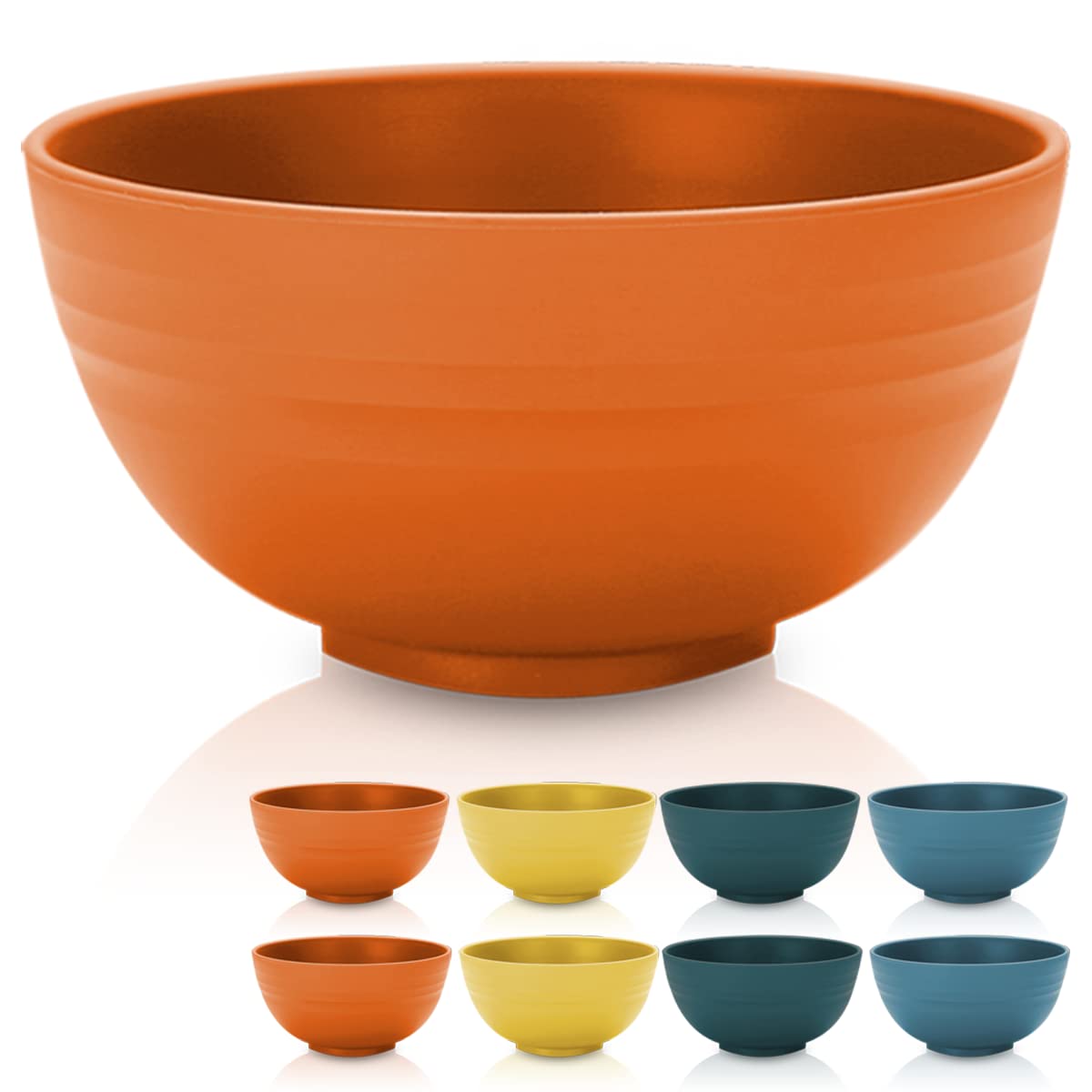 Set 8 Ciotole Infrangibili In Plastica Per Cereali E Insalata - Leggere, Lavabili In Lavastoviglie E Microonde (655 Ml, Colori Misti)
