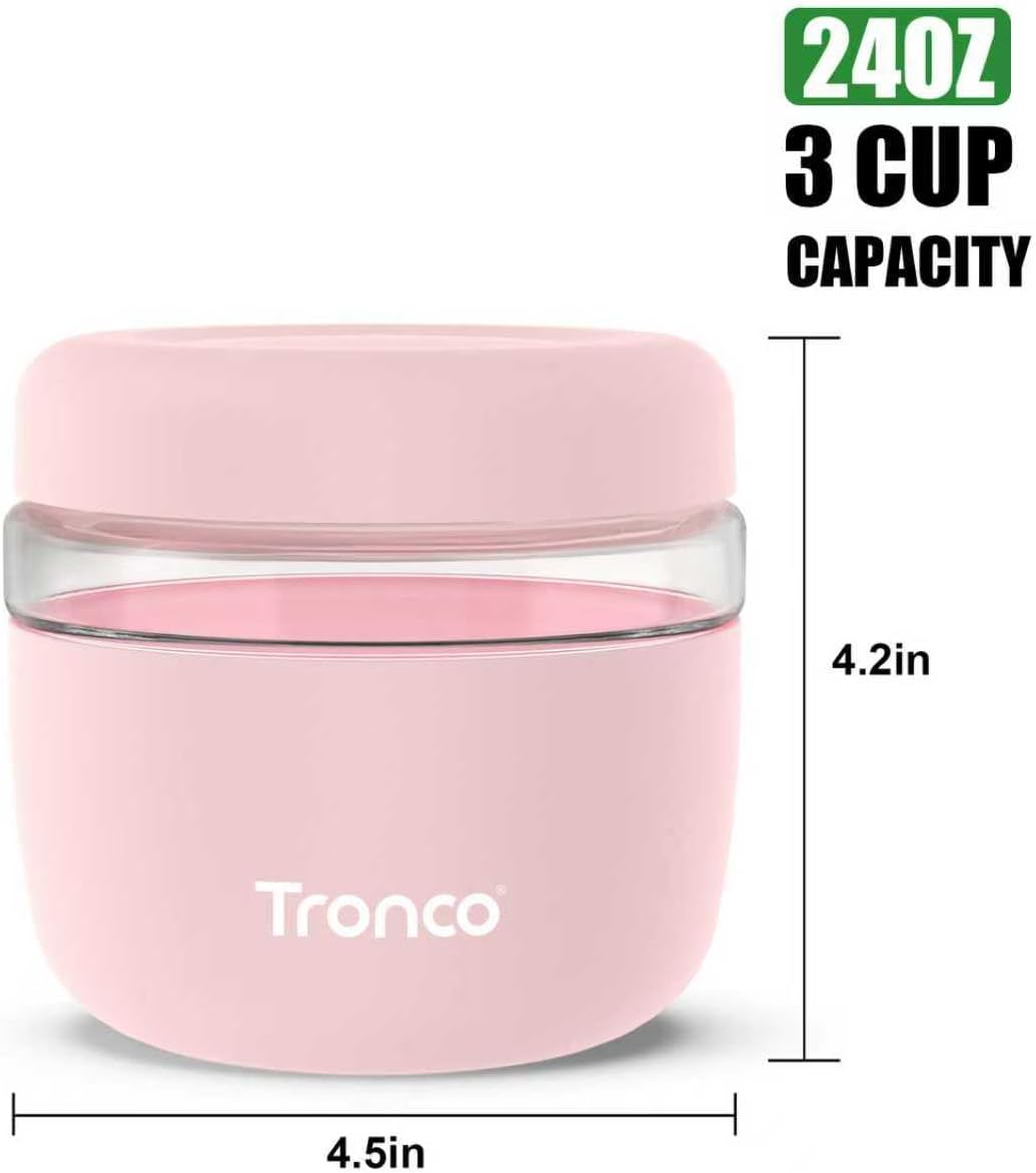 Tronco 24 oz Glass Food Storage Containers with Lids, Airtight, Leak & Spill Proof Glass Lunch Bowls for Meal Prep, Salad, Yogurt, Soup & Stew, Microwave & Dishwasher Safe, BPA-Free