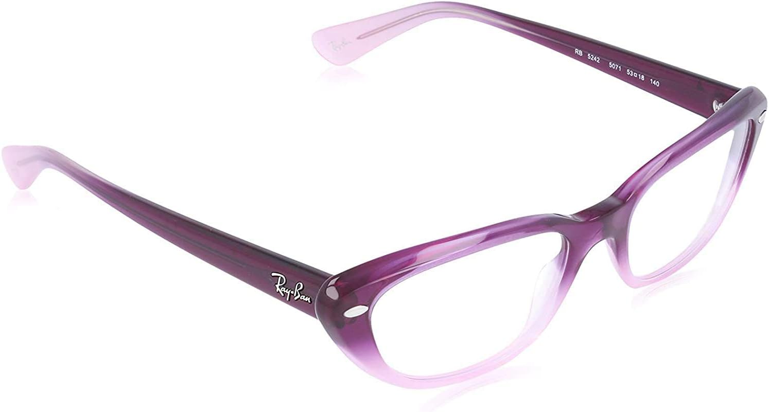 Ray-Ban RX5242 Oval Prescription Eyewear Frames, Violet Faded Opal Pink, 53 mm