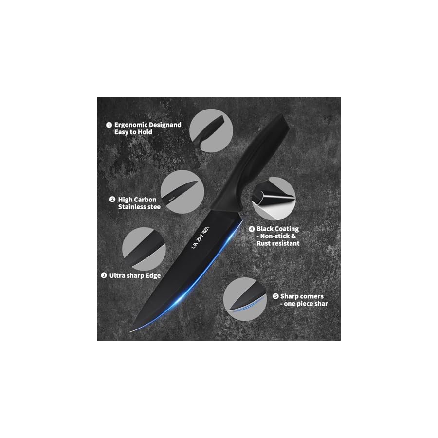 Kitchen-knife-sets-Built-in-Sharpener-LIN-ZHI-REN-13-Pcs-Block-Knife-Sets-for-Chopping-Slicing-DicingCutting-Dishwasher-Safe Kitchen knife sets, Built-in Sharpener, LIN ZHI REN 13 Pcs Block Knife Sets for Chopping, Slicing, Dicing&Cutting, Dishwasher Safe.