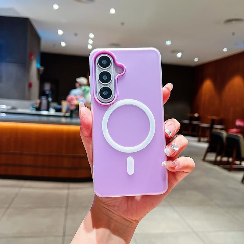Image of LuxuryKase Magnetic Silicone Candy Case for Samsung Galaxy S26 Plus | MagSafe Compatible | Slim Protective Case | Lightweight & Flexible | Wireless Charging | Soft Matte Finish - Purple