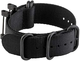 SENCATO 腕時計バンド Suunto Core対応 ミリタリーウーブンナイロン交換用リストストラップ ブラックメタルバックル付き Suunto Coreスマートウォッチ用 ブラック