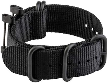 腕時計バンド Suunto Core対応 ミリタリーウーブンナイロン交換用リストストラップ ブラックメタルバックル付き Suunto Coreスマートウォッチ用 ブラック