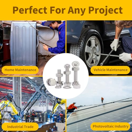 246Pcs Hex Head Nuts and Bolts Assortment Kit, Stainless Steel 1/4"-20,5/16"-18,3/8"-16 Assorted Bolts Nuts and Flat & Spring Lock Washers with Case for Home, Auto,Electronic & Industrial Repair - Image 5