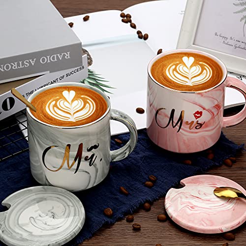 Sovyime Mr And Mrs Gifts Coffee Mugs For Couple, Engagement Anniversary Wedding Gifts For Couple, Newlyweds Bridal Shower Marriage His And Hers Gifts Ideas,Valentine Gifts - Ceramic Marble Cups 14Oz #TOP3