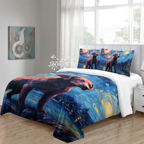 Housse de couette labrador imprimée 3D en microfibre respirante 140x200cm - 5