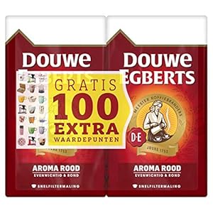 Douwe Egberts Filterkoffie Aroma Rood Dubbelpak met Gratis 100 Extra Waardepunten (6 Kilogram, Intensiteit 05/09, Medium Roast Koffie), 6 x 1000 Gram