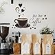 HGDESIGN® Wandtattoo Wandaufkleber Kaffee Zeit But First Coffee Eule Cappuccino Wandsticker Wanddeko für Küche Esszimmer (F)