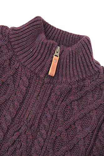 Image of Aran Crafts Men's Irish Soft Cable Knitted Zip Neck Jacket (100% Merino Wool)
