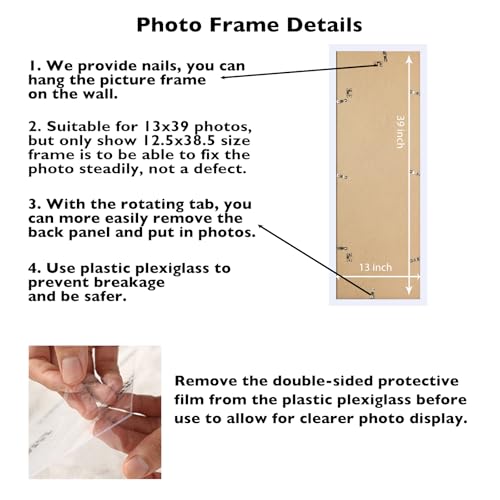 Image of JCJMY 13x39 Picture Frame White for Puzzles Poster Photo Picture, Horizontal and Vertical Formats for Wall Hanging, 13 x 39 Wall Gallery Poster Photo Puzzles Frame for 13 by 39 Photos Posters, White