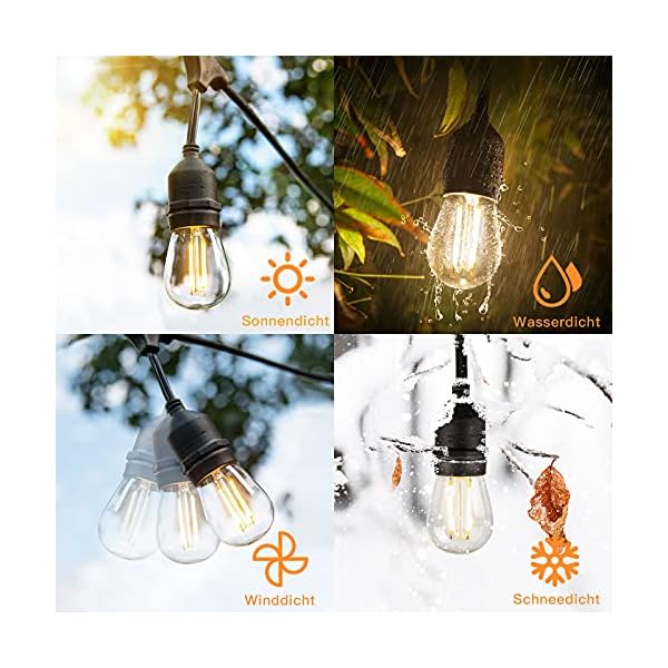 BBOUNDER Weihnachten Dekoration Lichterkette, Halloween Dekoration Lichterkette IP65 Wasserdicht Außen 15 Birnen 146CM… – Bild 6