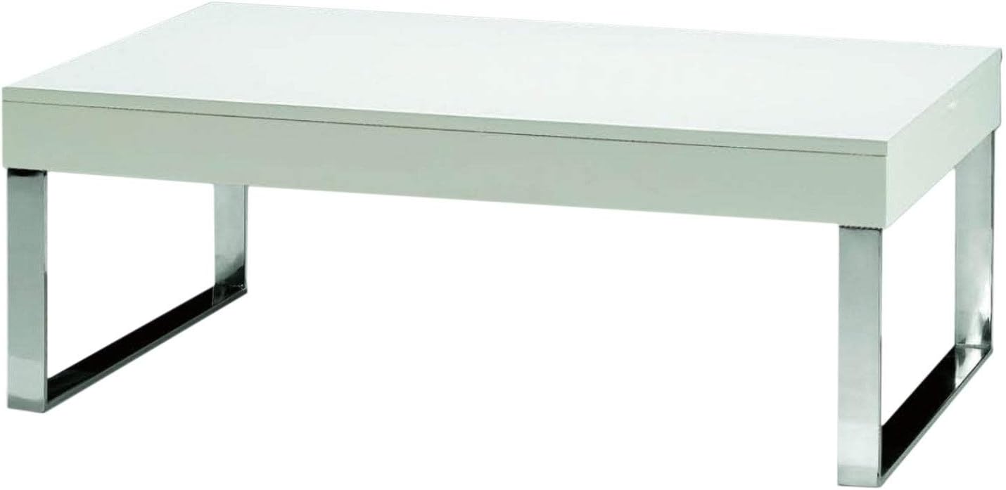 Luca Home Chrome White Lacquer Coffee Table