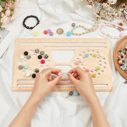 BENECREAT 33x20cm Wood & Silicone Bead Board Kit, Papaya Whip Wristlet Keychain Tools for Jewelry Making Bracelet & Necklace DIY - Image 3