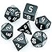 7pcs/Set Black DCD Dice Set Falci Font Dice D4 D6 D8 D10 D%D12 D20 Dadi polyhedral per Gioco da Tavolo Gioco Rpg Dice (Color : White Font)