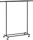 SONGMICS Kleiderständer auf Rollen, Schwerlast Kleiderstange, mit ausziehbarer Kleiderstange, 90 kg Tragkraft, einfache Montage, tragbar, schwarz HSR13BKV1