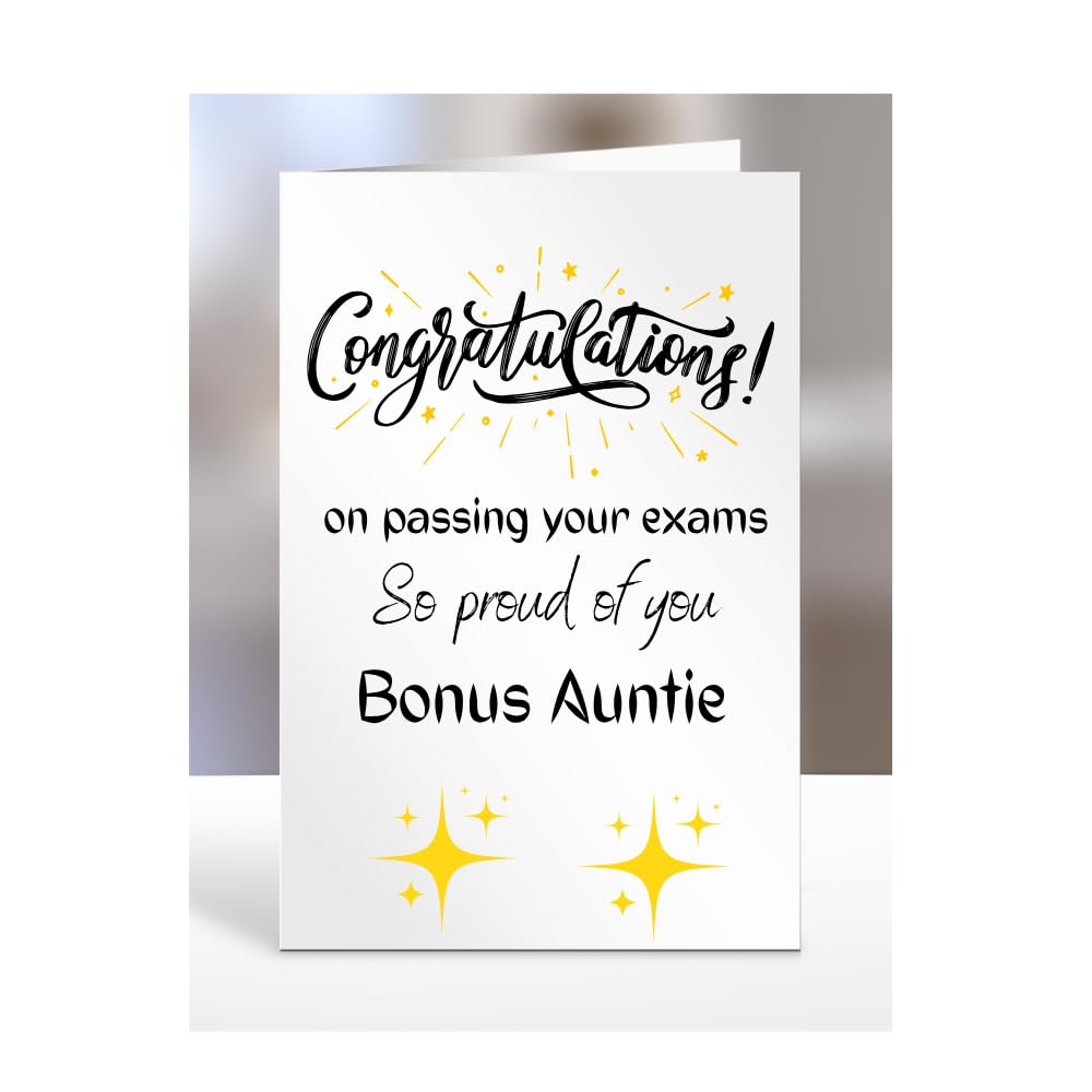 Exam Congratulations Card for Bonus Auntie, greetings card, men, women, female, male, him, her, presents for christmas, on passing your exams, A5-96_21 — image 1