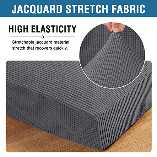 H.versailtex Super Stretch Individual Seat Cushion Covers, Couch Cushion Covers Slipcover Sets Thick Jacquard Textured Twill Fabric (3 Piece Xl Sofa Cushion Covers, Grey) #TOP3