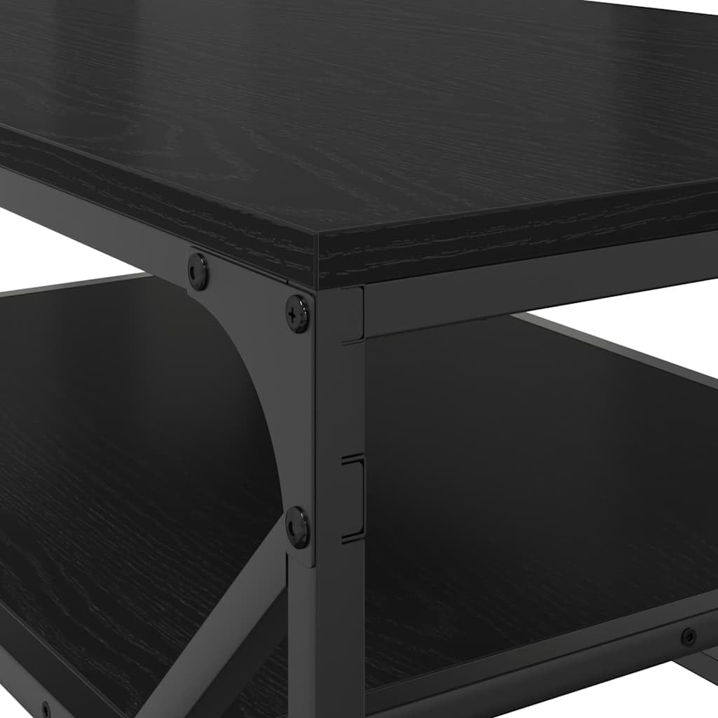 Stolik kawowy o wyglądzie czarnego dębu, 90 x 50 x 40 cm, ze stalową ramą – stół do salonu i stół do użytku wewnątrz o prostokątnym wzornictwie i matowej powierzchni
