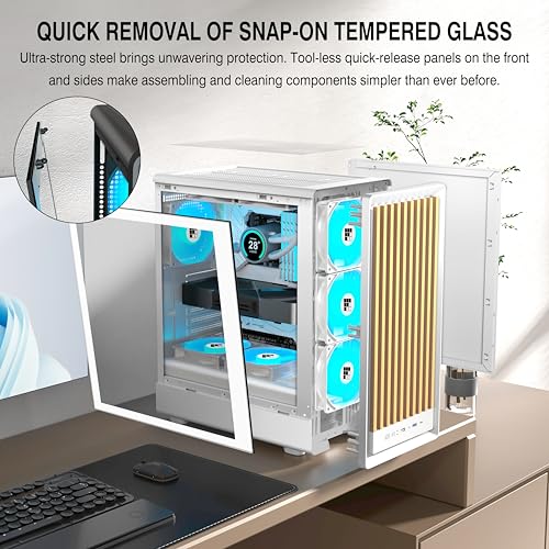 Image of FOIFKIN M1 PC Case - Walnut Front pane Pre-Installed 4 PWM ARGB Fan, ATX Mid-Tower Computer case, Gaming PC Case, 240MM RAD Support, Type-C, FOIFKIN (White Walnut)