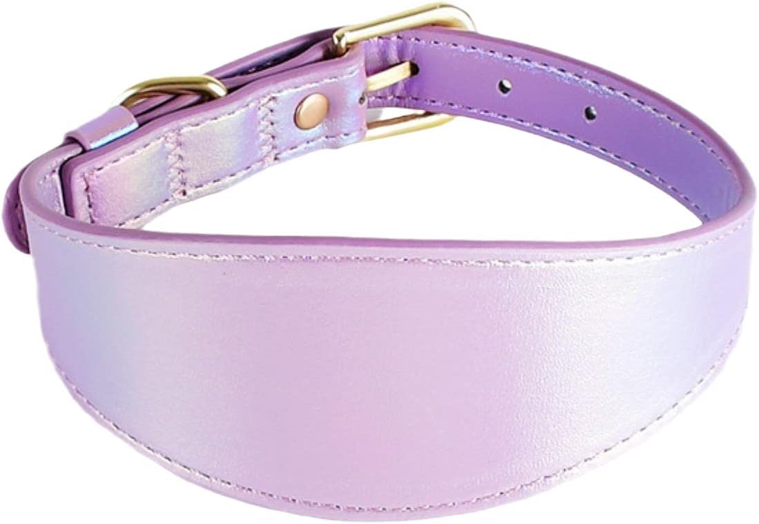 Obroża dla psa, Kolorowa skórzana obroża odblaskowa dla psa Miękka szeroka Wodoodporna spersonalizowana(Purple,M)