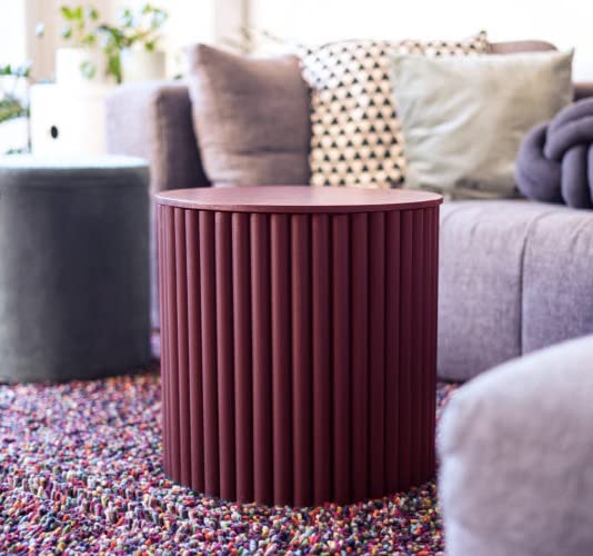 Brown Art SHOPPEE Round Block Engineered Wood Side Table Coffee End Table Modern Plant Stand for Balcony Living Room and Bedroom, Outdoor Indoor Table (Brown)-image-19
