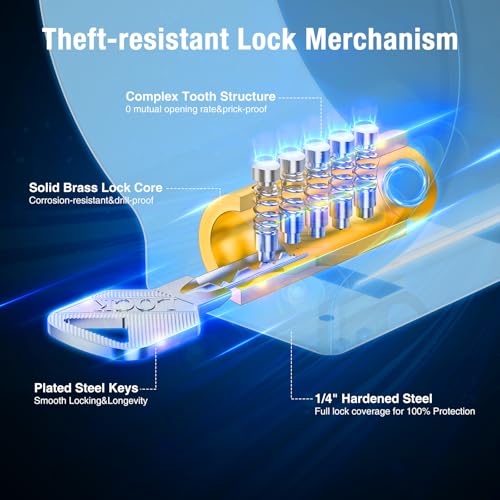 CRESTWAVE Trailer Lock, Heavy Duty Trailer Coupler Lock Fits 2 5/16-Inch, 2" Couplers Trailer Hitch Locks Trailer Tongue Lock Ball Locks with 4 Keys 4 Dust Covers for RV, Trailer, Boat, Cargo, Black by CRESTWAVE - Image 3