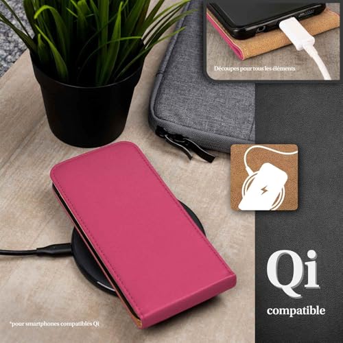 Étui iPhone 13 Pro Max moex en cuir végétalien rose chic avec clapet vertical - 6