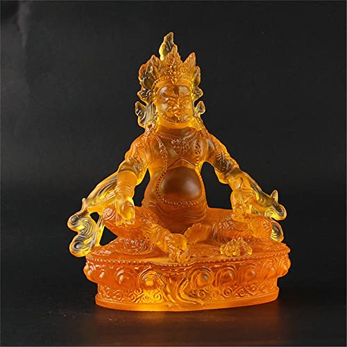 Estatua de Buda Jambhala de resina amarilla 14.5 cm miniatura 3