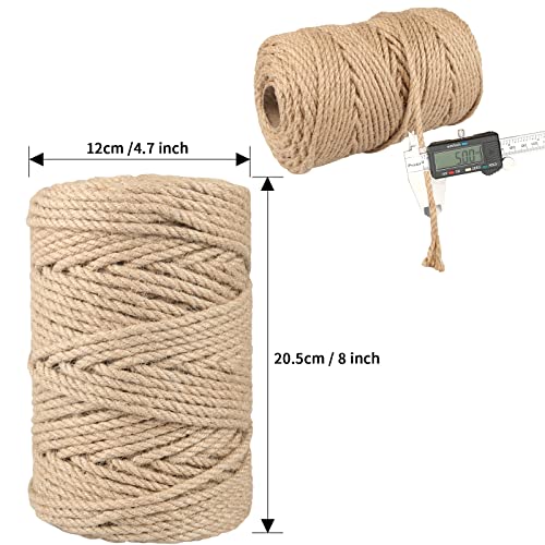 Jute Twine 5Mmx109 Yard 3 Strand, Munzong Natural Handmade 3 Twisted Burlap Jute Rope, Hemp String For Craft Wall Hanging Weaving Tapestry Diy Knitting Plant Hanger Gift Wrapping Decor(100M, Brown) #TOP1