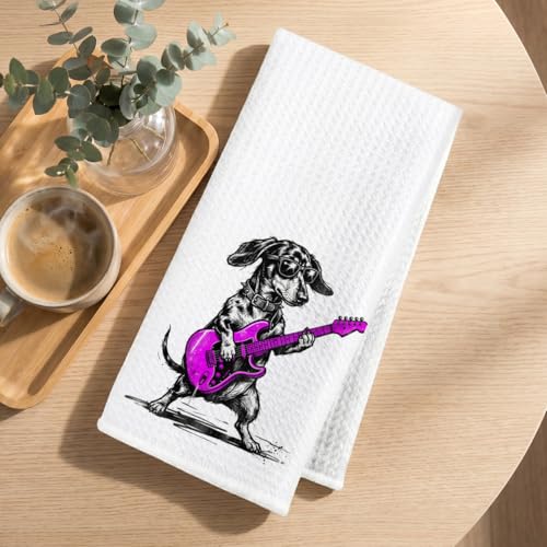 Image of Hanamiya Na Funny Dachshund Kitchen Towels 24x14 Inch, Dachshund Gifts Reusable Dish Towels for Kitchen Bathroom Decor, Waffle Weave Absorbent Tea Towel, Weiner Dog Gifts for Women Mom Friend Girls