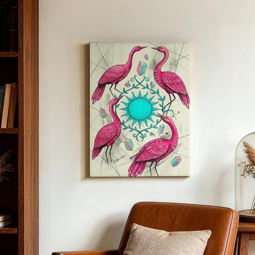 Cuadro de pájaros tropicales turquesa de 12x16 pulgadas para decoración de salón moderno 3
