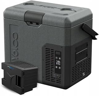 Yolco ET18 Carbon Kompressor Kühlbox 18L mit Akku SC4B – Tragbarer Kühlschrank & Gefrierbox bis -20°C, 12/24V DC & 230V, USB, Auto, LKW, Boot, Camping, Grau