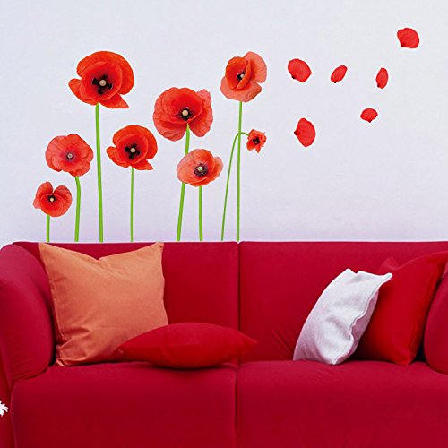 Vinilo decorativo flores rojas 16x28 pulgadas miniatura 3