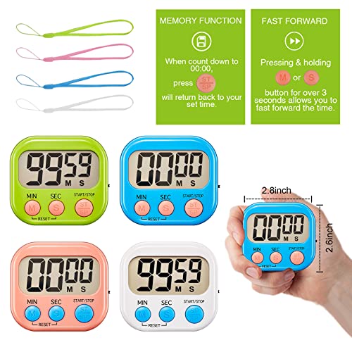 Timers,Classroom Timer For Kids,Kitchen Timer For Cooking,Egg Timer,Magnetic Digital Clock Timer For Teacher,Study,Exercise,Oven,Cook,Baking,Desk - 4 Pack #TOP6