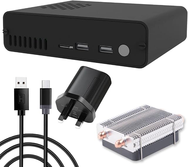 GeeekPi DeskPi Pro V2 Set-Top Box For Raspberry Pi 4 - SSD Support, Full Size HDMI, Safe Power/Reset, Ice Tower Cooler, Power Supply