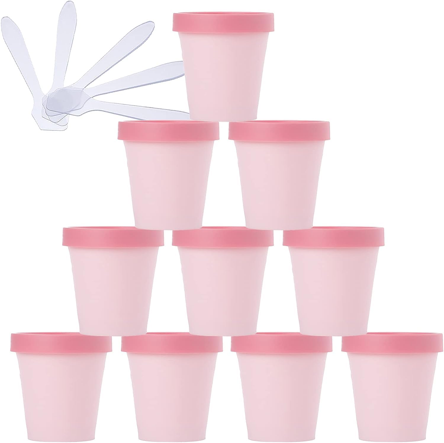 FLYIODFCXV cosmetic jar, 20 PC Plastic Storage Jars with Inner Liner for Body Hand Face Cream Lotion Gel 5X Spatula(Pink,200ml)