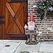 DWK Take A Hike Defiant Go Away Resin Garden Gnome Un-Welcome Sign - Red Hat Grumpy Rude Gesture Porch Statue - Standing 17.5 Inches Tall - Giving a One-Finger Salute
