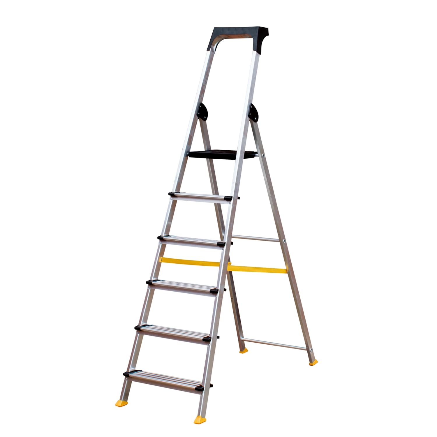 Trade Master Pro® Platform Step Ladders | Heavy Duty Aluminium | Folding Ladder | Non-slip | 150kg Weight Rating | EN131 Certified | 1.23m Platform Height | 6 Step
