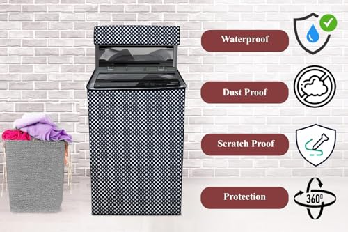 Image of The Furnishing Tree PVC Washing Machine Cover Fully Automatic Suitable for Whirlpool 7.5 kg Top Load 360 Degree Bloomwash Pro 7.5 Navy Blue Color