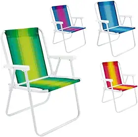 Kit de 4 cadeiras de praia em aço ou alumínio ultra resistentes até 110 kg(Alumínio Bel - Kit 4)