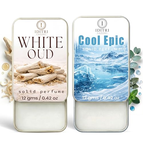 Image of Solid Perfume |White Oud&Cool Epic Alcohol Free Wax Perfume Balm, Long Lasting | Pocket Tin 12g, Pack Of 2| Non Greasy Smooth Glide, Travel Friendly Unisex Gifts He Or Her