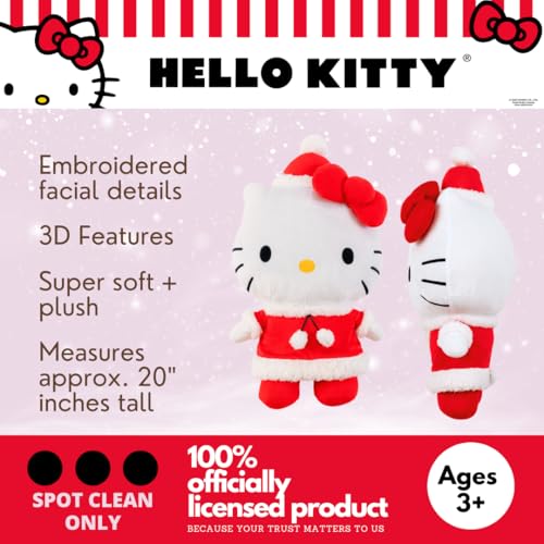 Image of Hello Kitty Santa Holiday & Christmas Bedding Super Soft Plush Cuddle Pillow Buddy, (Officially Licensed Product) By Franco