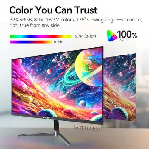 Image of CUNPU 24 Inch 1440P Monitor,QHD 100Hz IPS Monitor, 99% sRGB Color Gamut,16.7 Million Color, Adaptive Sync, Slim Frame, HDMI /DP, VESA Mountable, for Gaming and Office